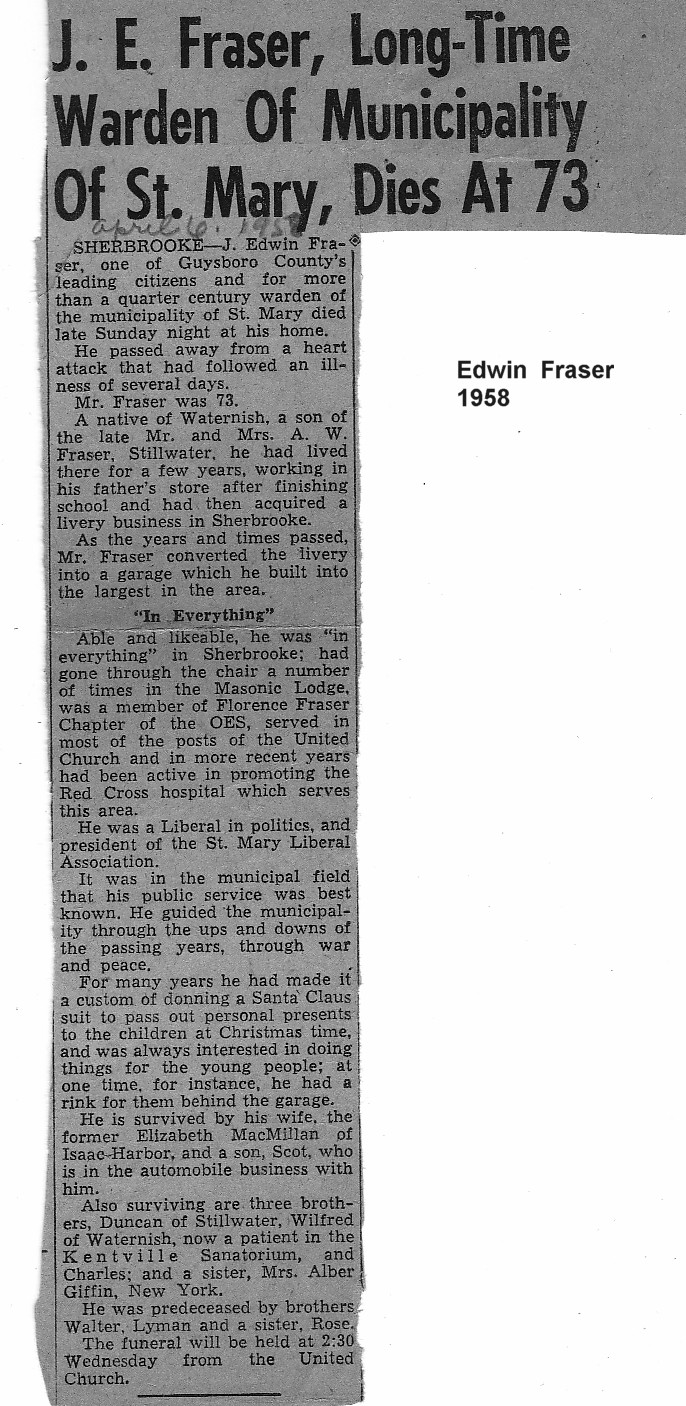 Obit for Edwin Fraser